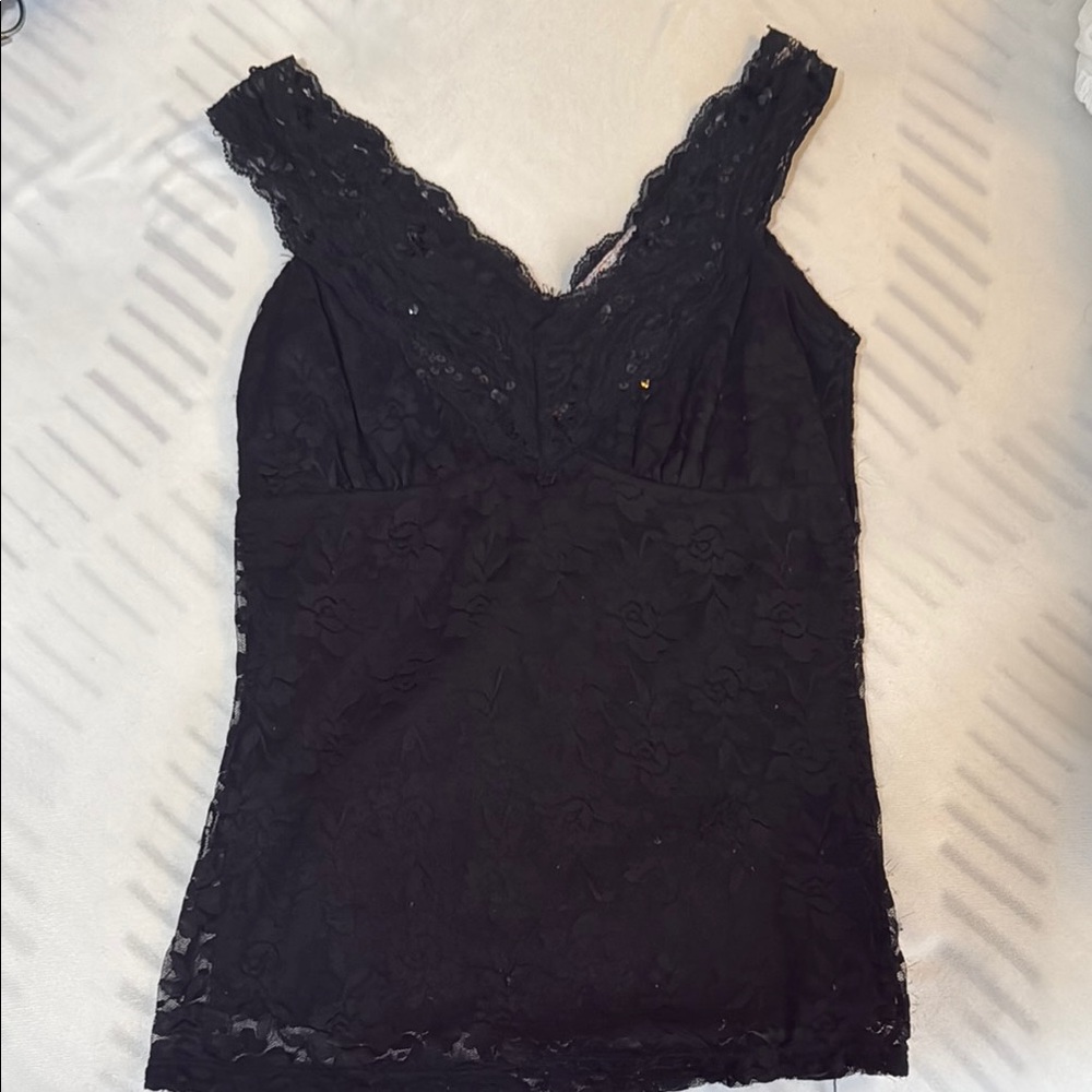 Black Embellished Fitted Sleeveless Camisole
